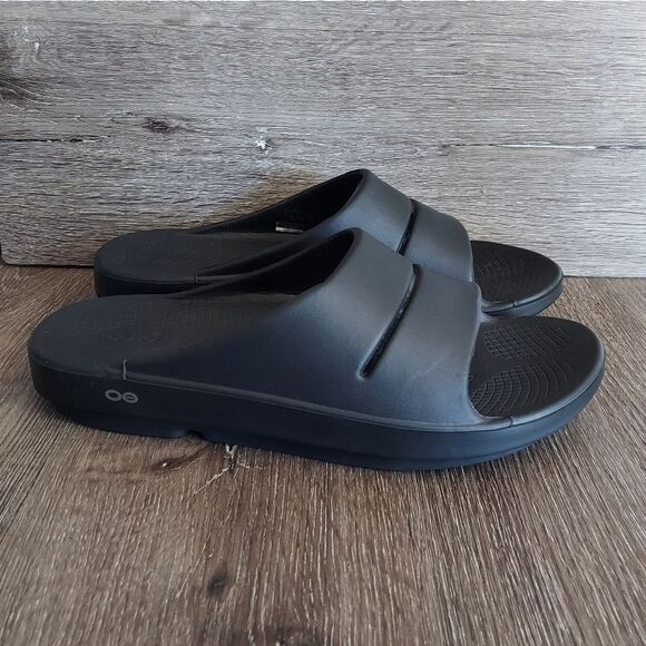 Oofos Men's OOahh Slide Sandal - Black - Size 13 - Picture 1 of 9